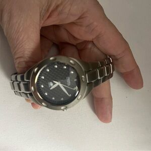 Men's Fossil Silver Watch with Black Dial